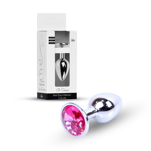 Анальна пробка B - Series HeavyFun Classic Jewellery Silver Plug, діаметр 2,7 см, довжина 7 см, Fuchsia
