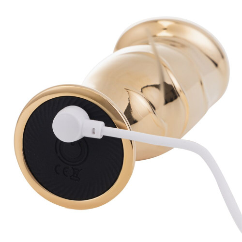 Вибромассажер простаты LOCKINK SEVANDA Hercules, золотистый, 10 режимов, пульт ДУ, съемная присоска