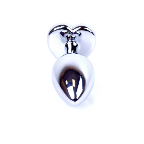 Анальна пробка B - Series HeavyFun Heart Jewellery Silver Plug, діаметр 2,7 см, довжина 7 см, Blue