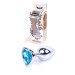 Анальна пробка B - Series HeavyFun Heart Jewellery Silver Plug, діаметр 2,7 см, довжина 7 см, Blue