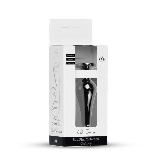 Анальна пробка B - Series HeavyFun Long Jewellery Dark Silver Plug, діаметр 3 см, довжина 9,5 см, Blue