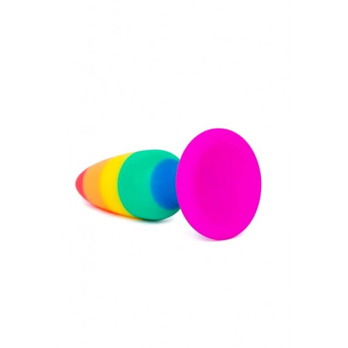 Силиконовая анальная пробка Wooomy Hiperloo Silicone Rainbow Plug M, диаметр 2,9 см, длина 11 см