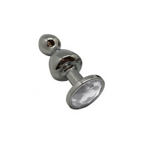 Металлическая анальна пробка Wooomy Lollypop Double Ball Metal Plug S, диаметр 2,8 см, длина 8,5 см