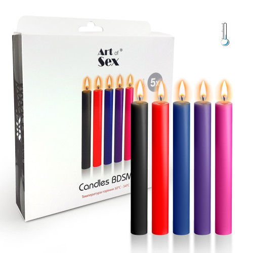 Набір свічок воскових Art of Sex Thin 10 см (5 шт), низькотемпературні, тонкі