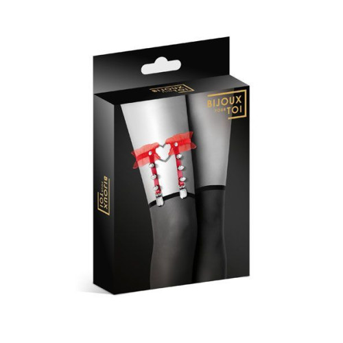 Гартер Bijoux Pour Toi - WITH HEART AND SPIKES Червоний