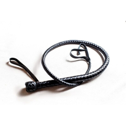 Плеті з рукояттю Art of Sex, натуральна шкіра, довжина - 120 см, Чорна