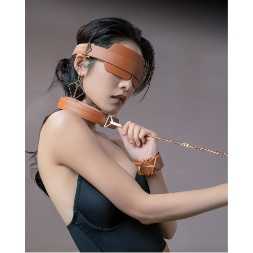 Маска на глаза кожаная Lockink коричневая