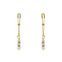 Тонкие зажимы для сосков с подвеской Feral Feelings - Thin nipple clamps, золото/прозрачный