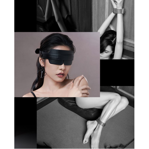 Маска на глаза кожаная Lockink черная