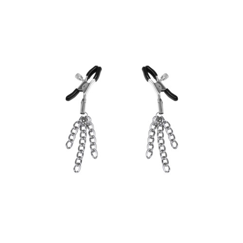 Затискачі для сосків з пензликами Feral Feelings - Nipple clamps Tassels, срібло/чорний