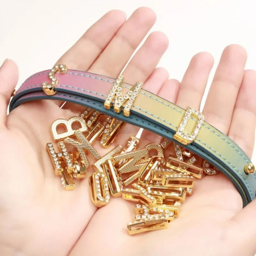 Чокер із золотими літерами SMD зі стразами Lockink Sevanda, шкіряний, різнокольоровий