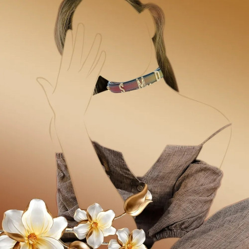 Чокер із золотими літерами SMD зі стразами Lockink Sevanda, шкіряний, різнокольоровий