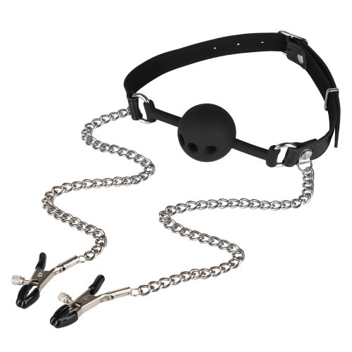 Набір БДСМ Erospace Wild Play Mouth Gag With Nipple Clamps C15