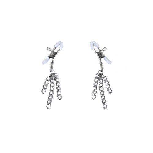 Зажимы для сосков с кисточками Feral Feelings - Nipple clamps Tassels, серебро/белый