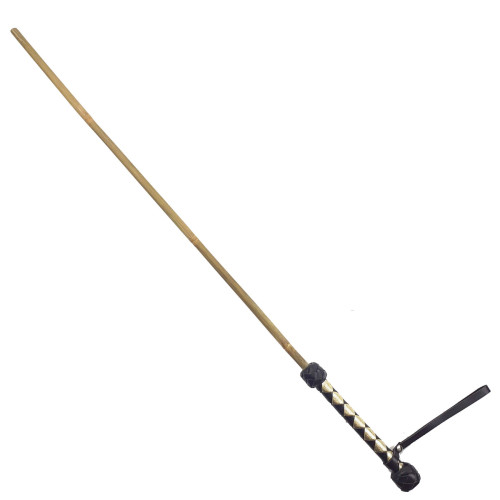 Трость бамбуковая Art of Sex 75 см, рукоятка натуральная кожа, Черно/Золотая