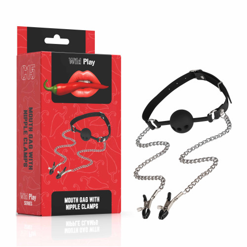 Набір БДСМ Erospace Wild Play Mouth Gag With Nipple Clamps C15