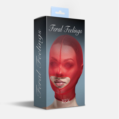 Маска сетка с открытым ртом Feral Feelings - Hood Mask Red