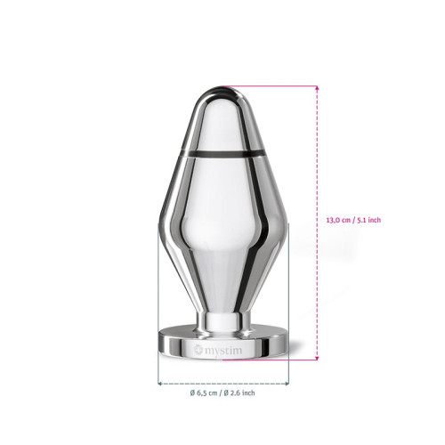 Металева анальна пробка Mystim Big John для електростимулятора, діаметр 6,5 см