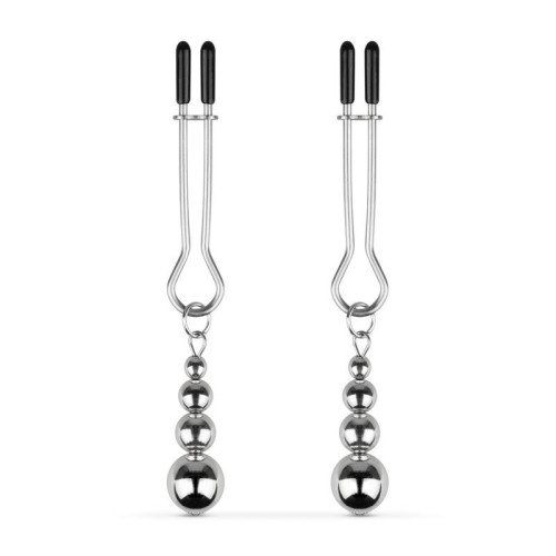 Зажимы для сосков Bedroom Fantasies: Nipple Clamps with Beaded Chain - Silver