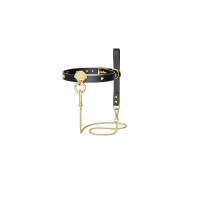 Роскошный ошейник с поводком Zalo Collar & Leash Set Black