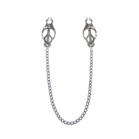 Зажимы для сосков с цепочкой Feral Feelings - Clover nipple clamps, серебро/белый