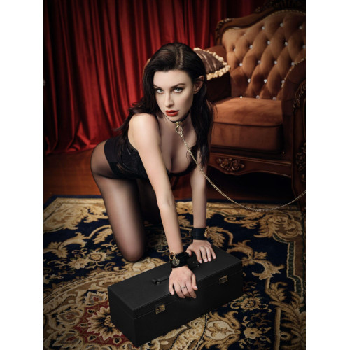 Розкішний нашийник з повідцем Zalo Collar & Leash Set Black