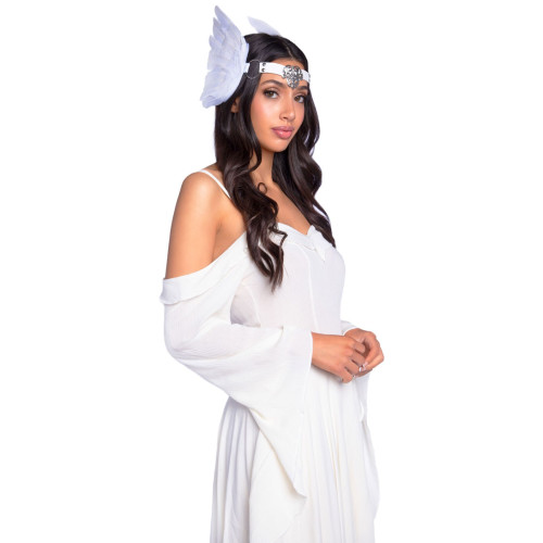 Повязка на голову с крыльями Leg Avenue Feather headband White, перья и натуральная кожа