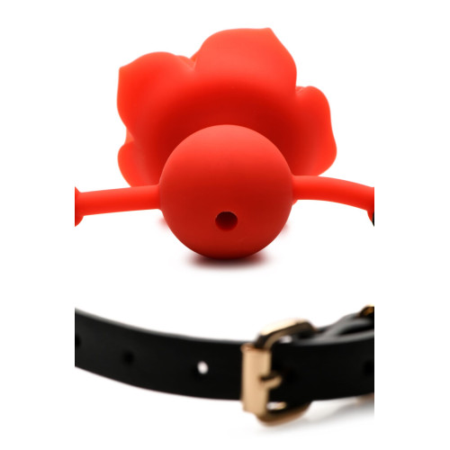 Силіконовий кляп з трояндою Master Series: Blossom Silicone Rose Gag – Red