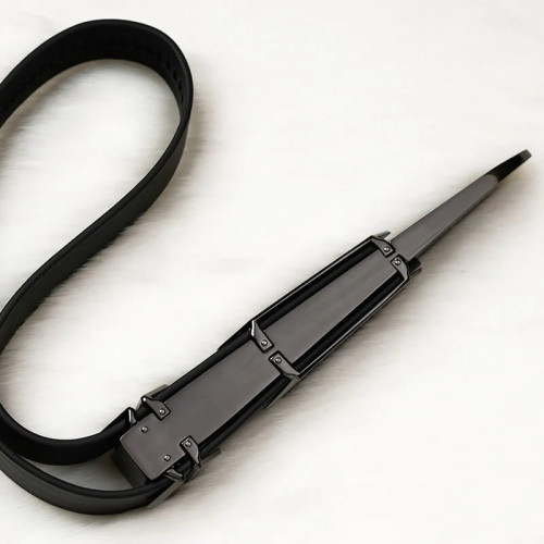 Ремінь з регульованою довжиною Lockink, натуральна шкіра та метал, чорний