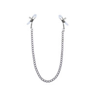 Зажимы для сосков с цепочкой Feral Feelings - Nipple clamps Classic, серебро/белый