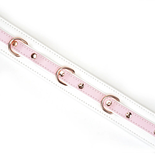Нашийник з повідцем Liebe Seele White & Pink Fairy Goat Leather Collar