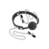 Кляп с силиконовым шариком и зажимами для сосков Fetish Tentation Gag Ball with Nipple Clamps