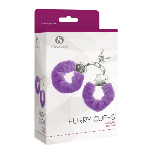 Наручники S Pleasures Furry Cuffs Purple с пушистой отделкой, 2 ключа в комплекте