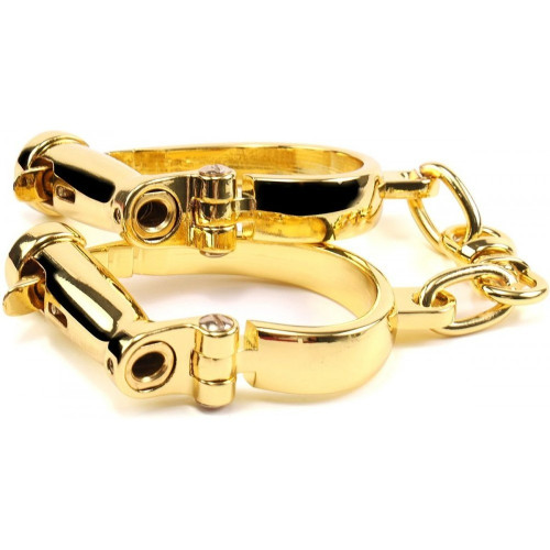 Наручники з коротким ланцюжком Lockink, металеві, золоті