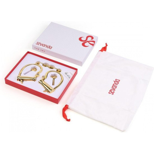 Наручники з коротким ланцюжком Lockink, металеві, золоті