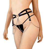 Кожаный пояс декорированный цепочками Art of Sex - Becky, размер XS-M, цвет Черный Кожаный пояс декорированный цепочками Art of Sex - Becky, размер XS-M, цвет Черный