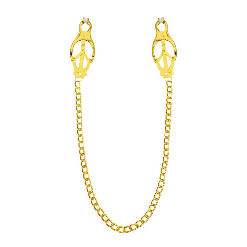 Зажимы для сосков с цепочкой Feral Feelings – Clover nipple clamps, золото/белый