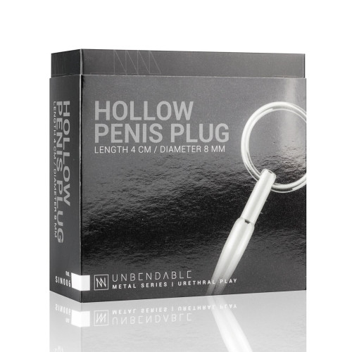 Полый уретральный стимулятор Sinner Gear Unbendable - Hollow Penis Plug, длина 4см, диаметр 8мм