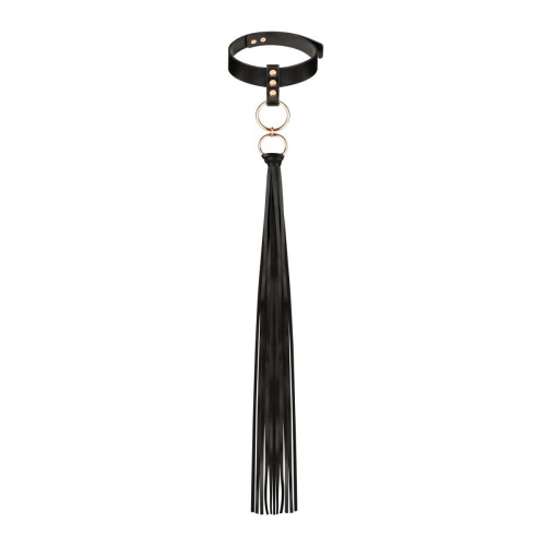 Ошейник с флоггером Rosy Gold - Collar with Flogger - Black