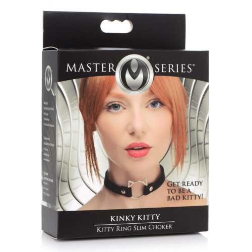 Чокер Master Series Kinky Kitty Ring Slim Choker - Black