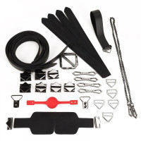 Набор для БДСМ Lockink, натуральная кожа и металл, черный, 7 предметов