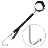 Анальный крюк 1 с ошейником из натуральной кожи Art of Sex - Anal hook, Черный