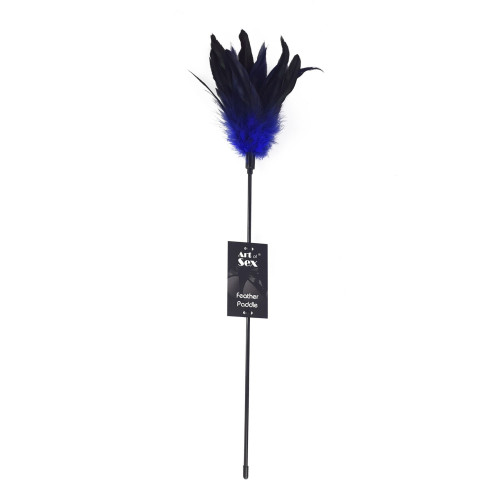Щекоталка с пером петуха Art of Sex – Feather Paddle, синяя