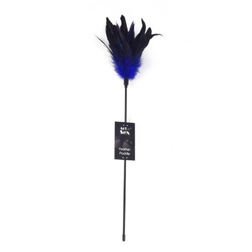 Щекоталка с пером петуха Art of Sex – Feather Paddle, синяя