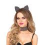 Набор кошечки со стразами Leg Avenue Cat ear headband & choker set, широкий чокер и ушки