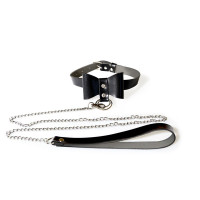 Чокер с поводком Art of Sex - Butterfly черный, экокожа