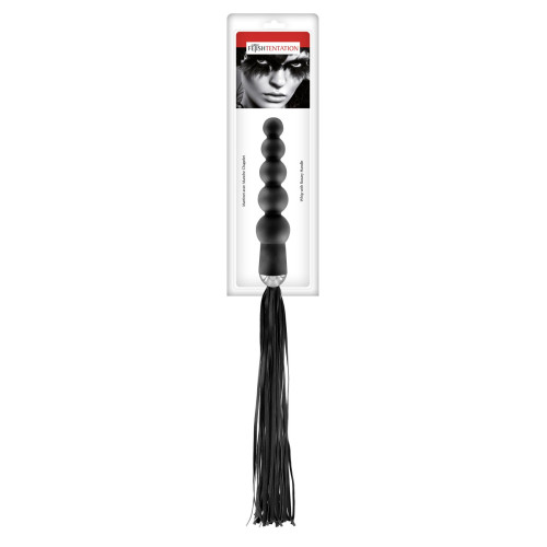 Флоггер с ручкой - анальными бусами Fetish Tentation Whip with Rosary Handle