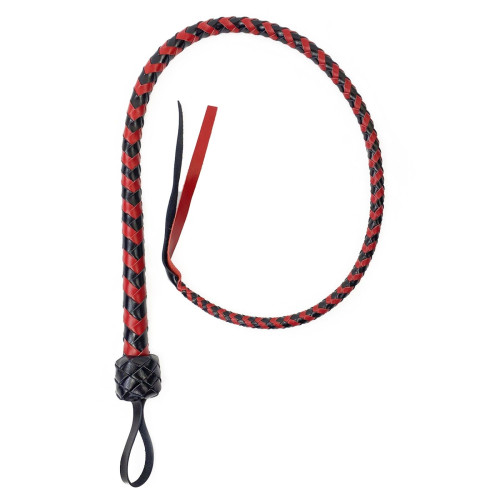 Плеті з рукояттю Art of Sex, натуральна шкіра, довжина - 120 см, Чорно/Червона