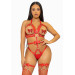 Портупея-тедди из ремней Leg Avenue Studded O-ring harness teddy Red M