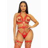 Портупея-тедди из ремней Leg Avenue Studded O-ring harness teddy Red M